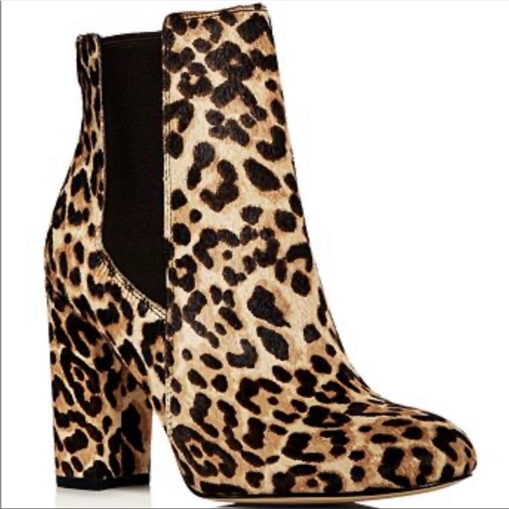 Sam Edelman | Anthropologie Animal print Fur Chelsea Ankle Bootie heel women 7.5